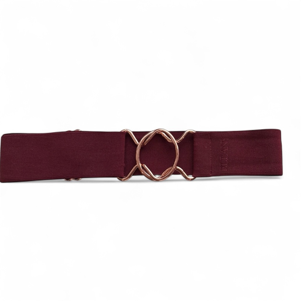 ELLANY elastic belt size small burgundy with rose colored clasp